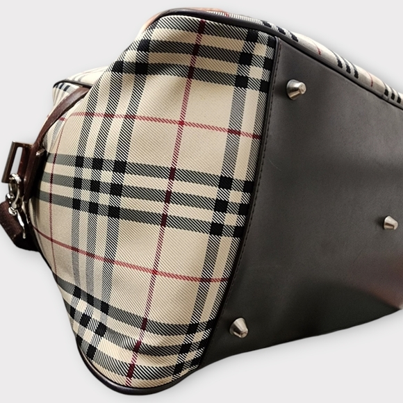 BURBERRY House Check Travel Bag w/Strap, Brown - Picture 10 of 16